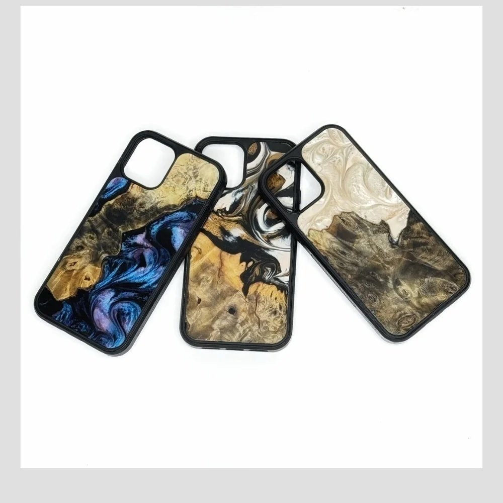 Carved iPhone 12 Pro Case (3) One Of A Kind Burl Wood Epoxy Resin Carved Magnet